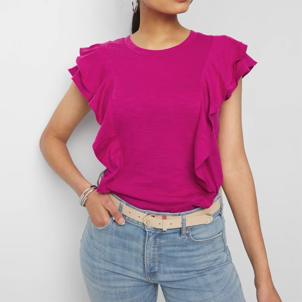 NWT WHBM Ruffle Sleeve Tee.